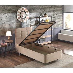 Niron Polo Baza ve Başlık Seti -100x200 cm Tek Kişilik Sütlü Kahve Kumaş Baza ve Başlığı Soho Kumaş