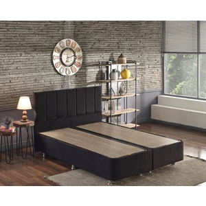 Niron Ela Baza ve Başlık Seti 150x200 cm Çift Kişilik Siyah Kumaş Baza ve Başlığı Silinebilir Soho Kumaş