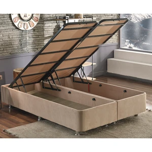 Niron Ela Baza -140X190 cm Çift Kişilik Sandıklı Sütlü Kahve Kumaş Baza Silinebilir Soho Kumaş