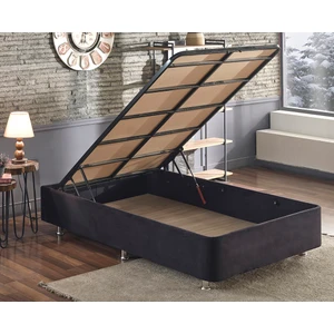 Niron Ela Baza -120X200 cm Tek Kişilik Sandıklı Siyah Kumaş Baza Silinebilir Soho Kumaş