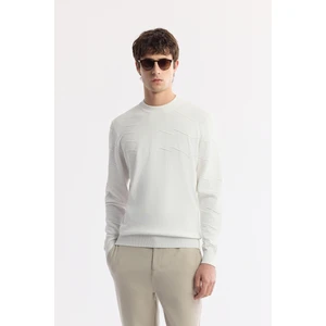 Avva Erkek Ekru Bisiklet Yaka Dokulu Rayon Triko Regular Fit Kazak A51Y5022