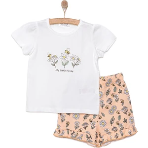 Basic Papatya ve Arı Baskılı Şortlu Takım Kız Bebek