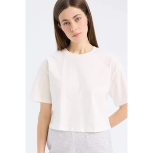 Boxy Fit Bisiklet Yaka Basic Düz Penye Kısa Kollu Tişört C7459AX25SM
