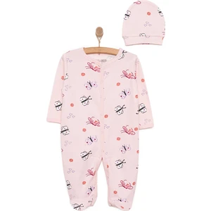 Yenidoğan Hayvanlar Baskılı Erkek Tulum-Şapka Kız Bebek