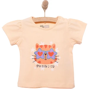 Hellobaby Basic Kız Star Kedi Baskılı T-Shirt Kız Bebek