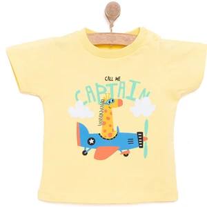 Hellobaby Basic Erkek Pilot Zürafa Baskılı T-Shirt Erkek Bebek
