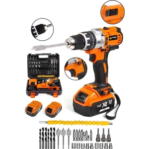 10MM  21 volt 5 pilli 30 parça setli  DARBELİ Su Terazisi Göstergeli Yedek Akülü Çantalı LED Akülü Vidalama Matkap