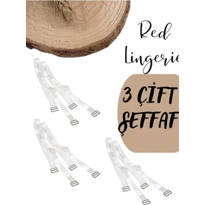 Red İç Giyim Metal Uçlu Şeffaf Sütyen Askısı 3'lü Paket (Çift)