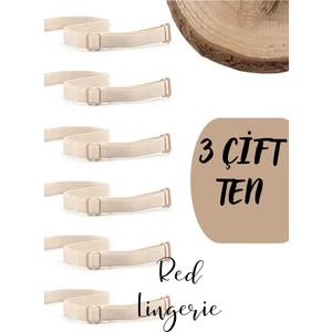 Red İç Giyim Metal Uçlu Ten Sütyen Askısı 3'lü Paket (Çift)