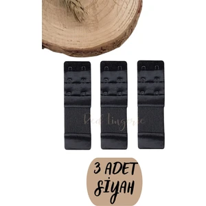Red İç Giyim (3 Adet) Kadın 2’li Kanca Siyah Lastikli Sütyen Uzatma Kopçası Agraf/ek Aparatı Seti