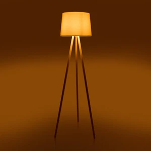 Lighting Ahşap Ayak Tripod Lambader - Natürel / Beyaz