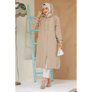 Fermuarlı Bej Tesettür Kap 70792BEJ