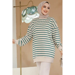 Çizgili Yeşil Tesettür Tunik 30175Y