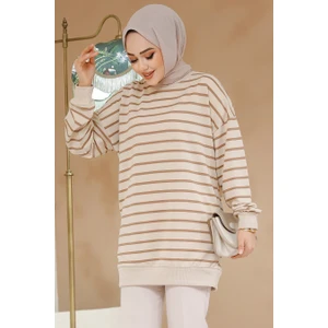 Çizgili Vizon Tesettür Tunik 30175V