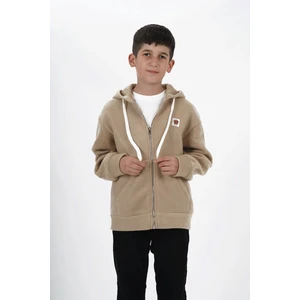 HayKids Erkek Çocuk Üç İp Kumaş Kapüşonlu Fermuarlı Hırka