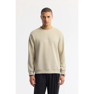 Erkek Taş Bisiklet Yaka Baskılı Bi Stretch Interlok Sweatshirt A51y1235