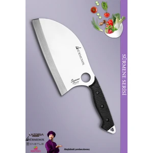 Sürmene Serisi Large Almazan Mutfak Kamp Şef Bıçak Et Ekmek Sebze Kamp Şef Bıçağı Siyah ( MFT-031 )