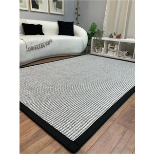 Saraz Halı Kumaş Bordür Bej Bukle Siyah Bordür  Halı Salon Koridor Mutfak Çocuk Odası Halısı  Kilim S263