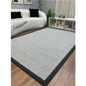Saraz Halı Kumaş Bordür Bej Bukle Siyah Bordür  Halı Salon Koridor Mutfak Çocuk Odası Halısı  Kilim S263