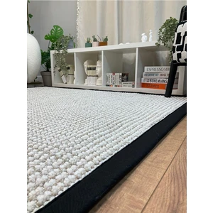 Saraz Halı Kumaş Bordür Bej Bukle Siyah Bordür  Halı Salon Koridor Mutfak Çocuk Odası Halısı  Kilim S263