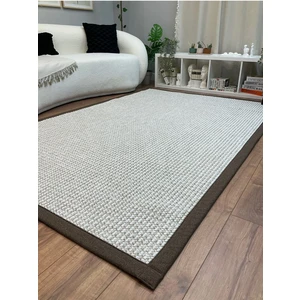 Saraz Halı Kumaş Bordür Bej Bukle Siyah Bordür  Halı Salon Koridor Mutfak Çocuk Odası Halısı  Kilim S263