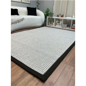 Saraz Halı Kumaş Bordür Bej Bukle Siyah Bordür  Halı Salon Koridor Mutfak Çocuk Odası Halısı  Kilim S263