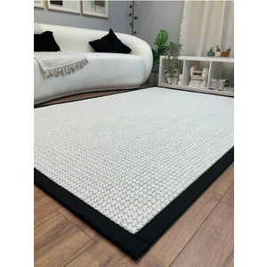 Saraz Halı Kumaş Bordür Bej Bukle Siyah Bordür  Halı Salon Koridor Mutfak Çocuk Odası Halısı  Kilim S263