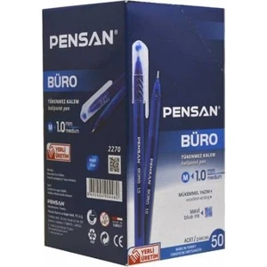 50 Adet Mavi Tükenmez Kalem - Medium Ballpoint Pen - 1.0 Tükenmez Kalem