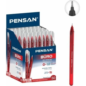 50 Adet Kırmızı Tükenmez Kalem - Medium Ballpoint Pen - 1.0 Tükenmez Kalem