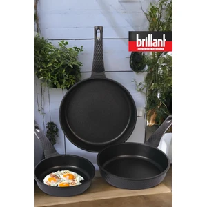 Siyah Brillant Saplı 3'lü Tava Seti 20/24/28 cm Granit Tava Seti