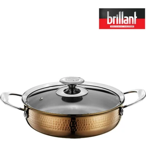 Anatolıa 3 Ply Tencere Basık Cam Kapaklı Bakır Renk 26CM