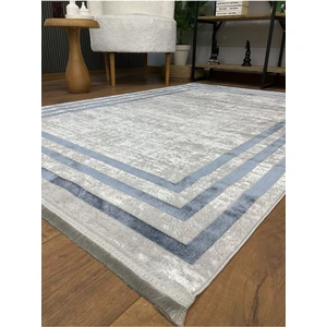 Çerçeve Model Bambu Yıkanabilir Parlak Halı Siyah Çizgi