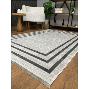 Çerçeve Model Bambu Yıkanabilir Parlak Halı Siyah Çizgi
