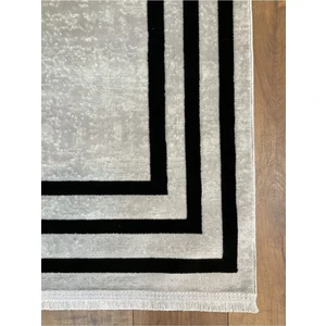 Çerçeve Model Bambu Yıkanabilir Parlak Halı Siyah Çizgi