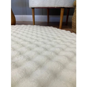 Bubble Tavşan Yuvarlak Post Yumuşacık Tavşan Tüyü Kaymaz Yıkanabilir Krem