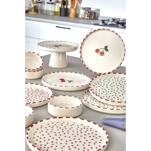11 Parça 6 Kişilik Cherry Stackable Kahvaltı Takımı - Kirazlı Kahvaltılık Sunum Tabağı
