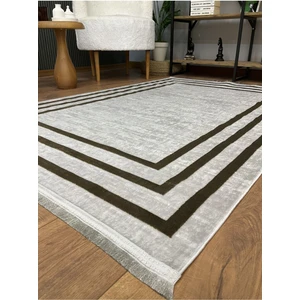 Çerçeve Model Bambu Yıkanabilir Parlak Halı Siyah Çizgi