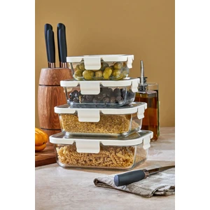 4'lü Cam Saklama Kabı Seti – Paslanmaz Çelik Kapaklı, Sızdırmaz, Hava Geçirmez, Bulaşık Makinesi ve Mikrodalga Uyumlu