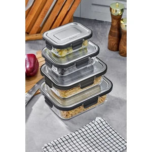 4'lü Cam Saklama Kabı Seti – Paslanmaz Çelik Kapaklı, Sızdırmaz, Hava Geçirmez, Bulaşık Makinesi ve Mikrodalga Uyumlu