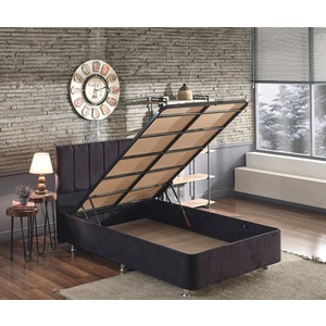 Niron Piano Lite Baza ve Başlık Seti 120x200 cm Tek Kişilik Siyah Metal Profil Baza ve Başlığı Silinebilir Soho Kumaş