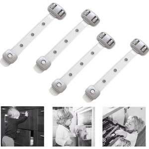 Sert Plastik Kendinden Yapışkanlı Çok Amaçlı Buzdolabı Raf Çekmece Dolap Kapı Çekmece Kilidi  Çocuk KILIDI-AL5021 4 Adet