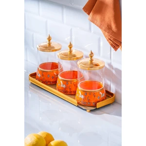 Passifolia 4 Parça Tepsili Cam Baharat Kavanoz Seti