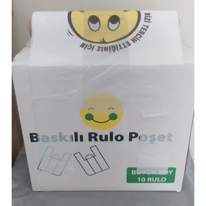1 Koli Büyükboy Gülenyüz Baskılı Rulo Poşet Market Manav Atlet Hışır