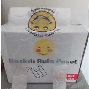 1 Koli Ortaboy Gülenyüz Baskılı Rulo Poşet Market Manav Atlet Hışır