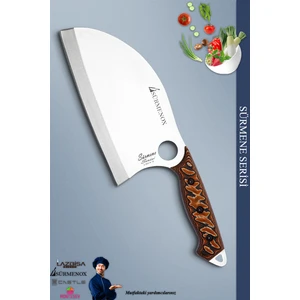 Sürmene Serisi Large Almazan Mutfak Kamp Şef Bıçak Et Ekmek Sebze Kamp Şef Bıçağı Kahve ( MFT-031 )