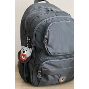 Nemo Bags Gri Orta Boy Okul Çantası Laptop ve Seyahat Sırt Çantası Su Geçirmez Ayıcık Anahtarlık Hediyeli