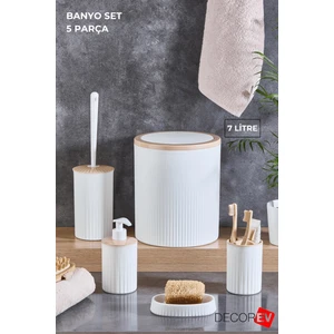 Büyük Banyo 5’li Set Çöp Kovası 7 Litre Beyaz