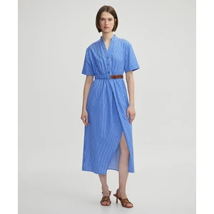 Kontrast Kemerli Çizgili Elbise IS1250002488089