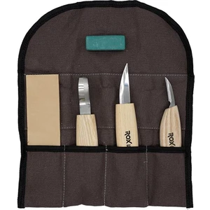 Rox Wood Ahşap Kaşık Kuksa Oyma Bıçağı Seti 5 Parça Bez Çantalı 1