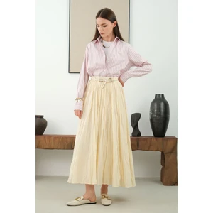 Kraşlı Vual Etek Vanilya